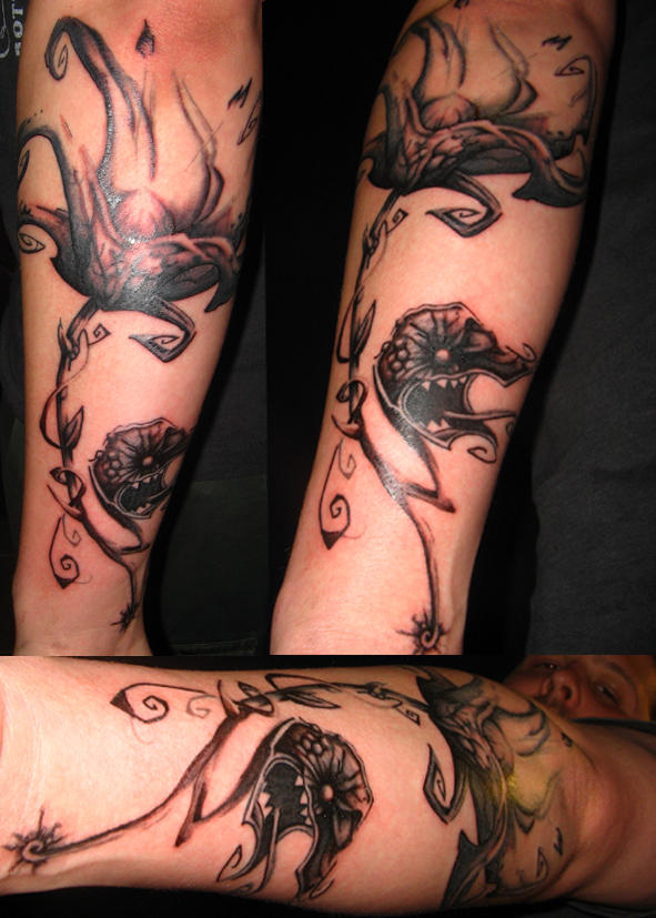 dark orchidium 2 - flower tattoo