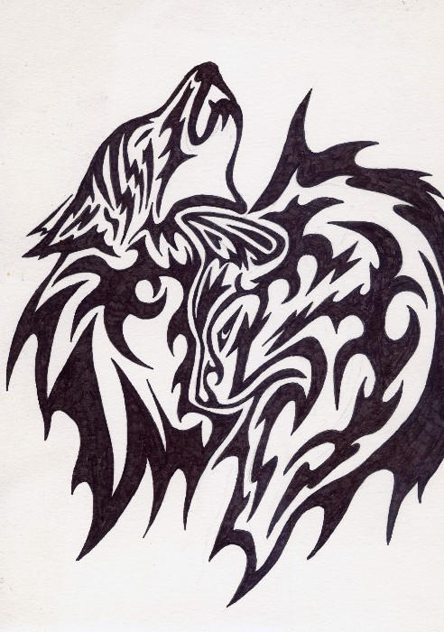 Two Wolves Tribal Tattoo by Vargablod on deviantART