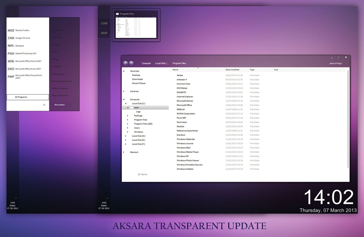 Aksara Transparent Theme for Win7