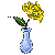 yellow Rose in teardrop crystal vase