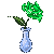Green Rose in teardrop crystal vase