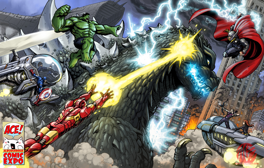 The Avengers VS Godzilla by KaijuSamurai