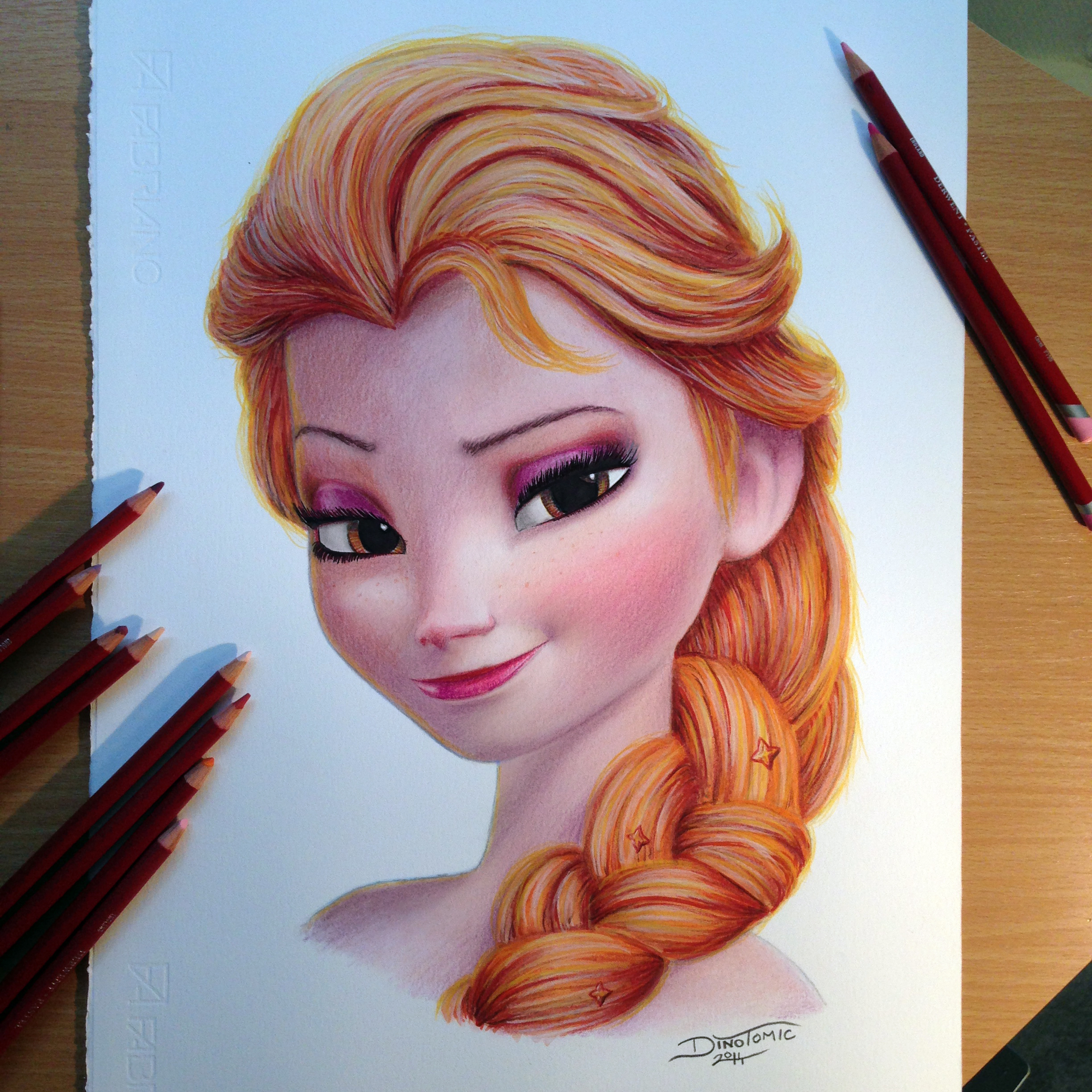 Elsa Color Pencil Drawing by AtomiccircuS