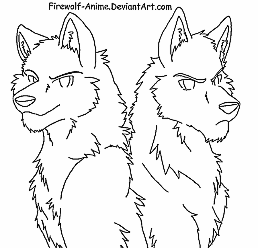 Two Wolves Coloring Pages 4